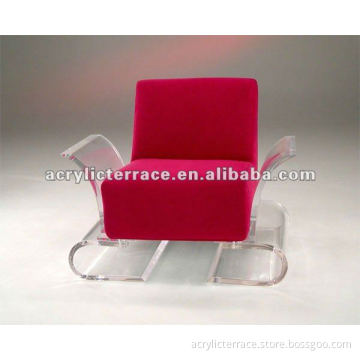 Clear Acrylic chair with red cushion